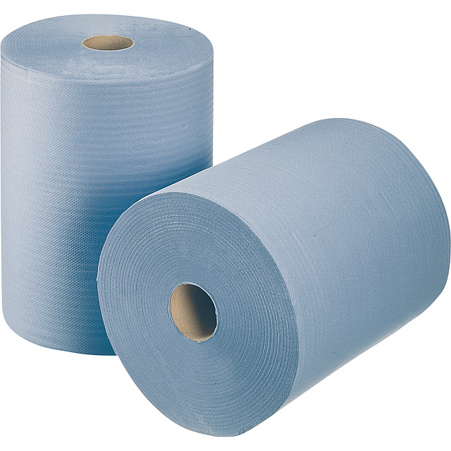Papier-rollen blauw, 2-laags, 22x36 cm, 1000 vellen, prijs is per 2 stuks.